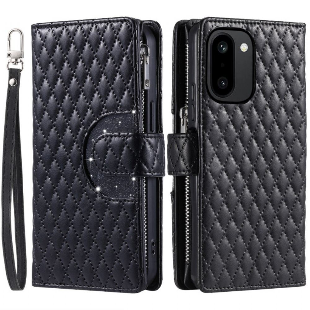 Kožený Kryt Oneplus 15r Prošívaná Peněženka S Flitry