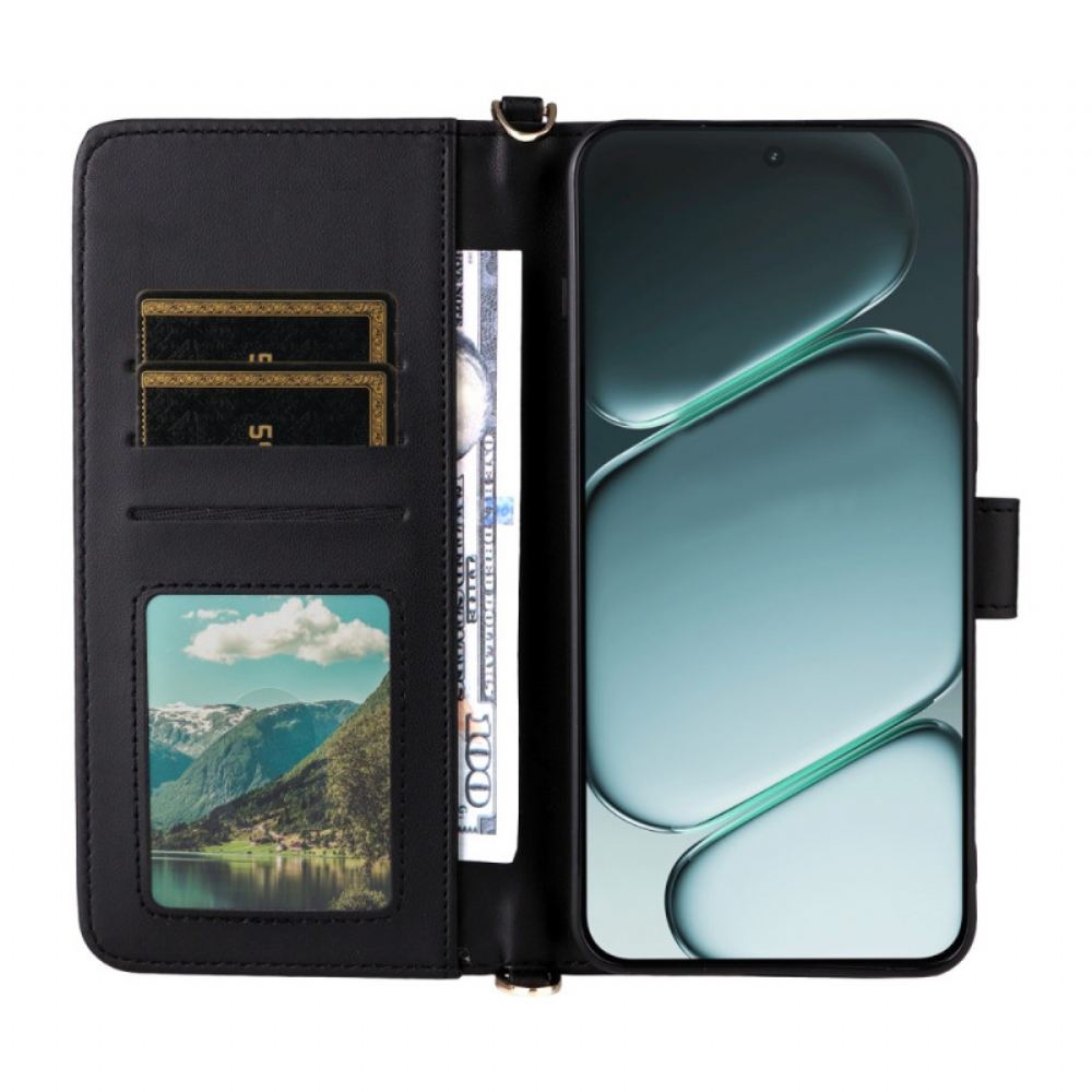 Peněženková Pouzdra Oneplus 15r Kryty Na Mobil 6 Slotů Na Karty S Popruhy