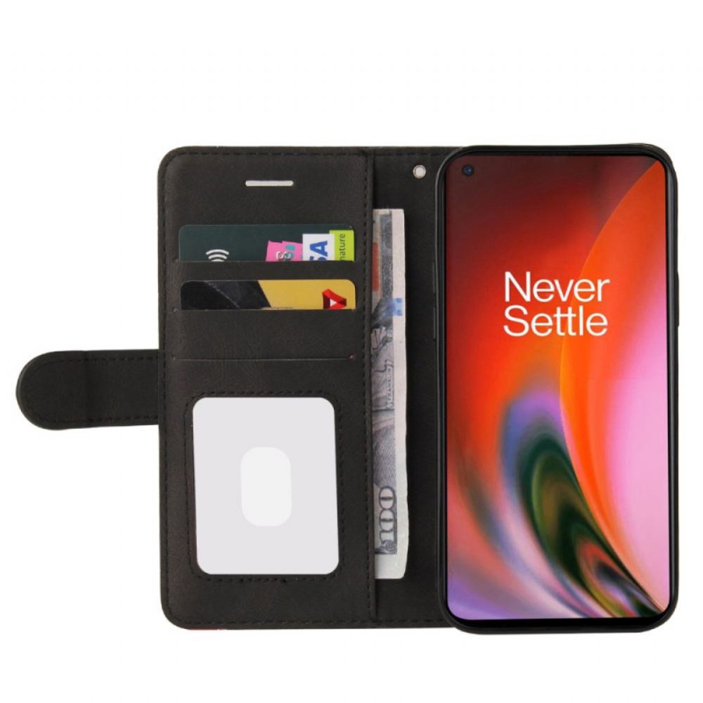 Flipové Pouzdro Na OnePlus Nord 2 5G Dvoubarevná Charakteristická Umělá Kůže