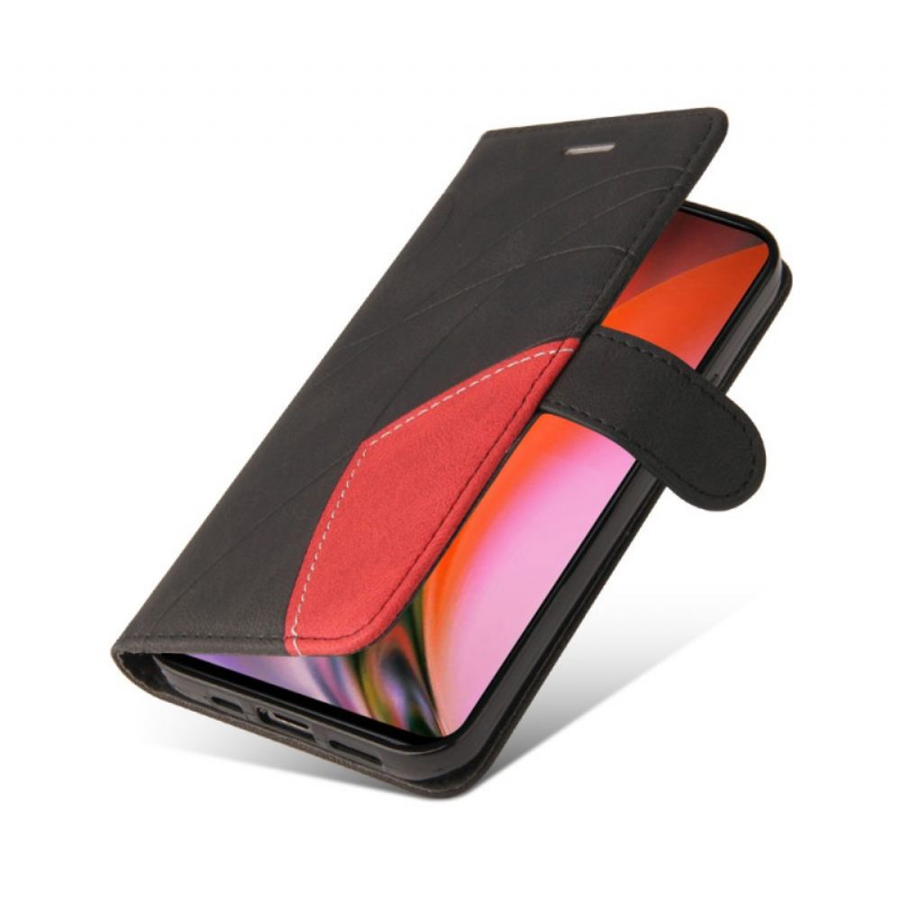 Flipové Pouzdro Na OnePlus Nord 2 5G Dvoubarevná Charakteristická Umělá Kůže