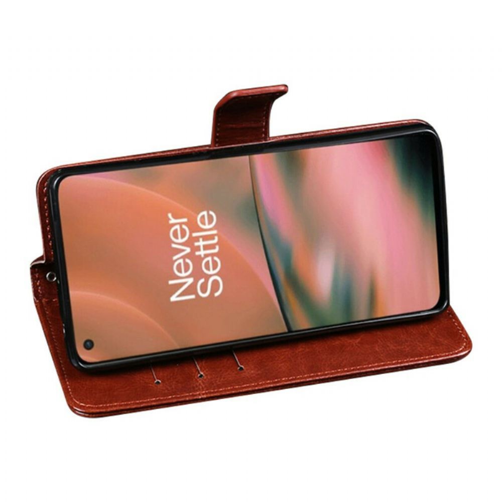Flipové Pouzdro Na OnePlus Nord 2 5G Imitace Kůže Idewei