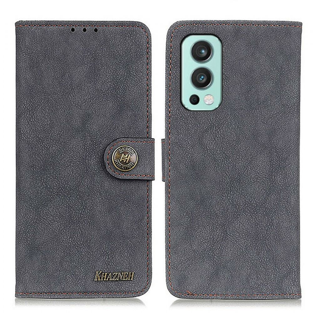 Flipové Pouzdro Na OnePlus Nord 2 5G Khazneh Retro Štípaná Umělá Kůže