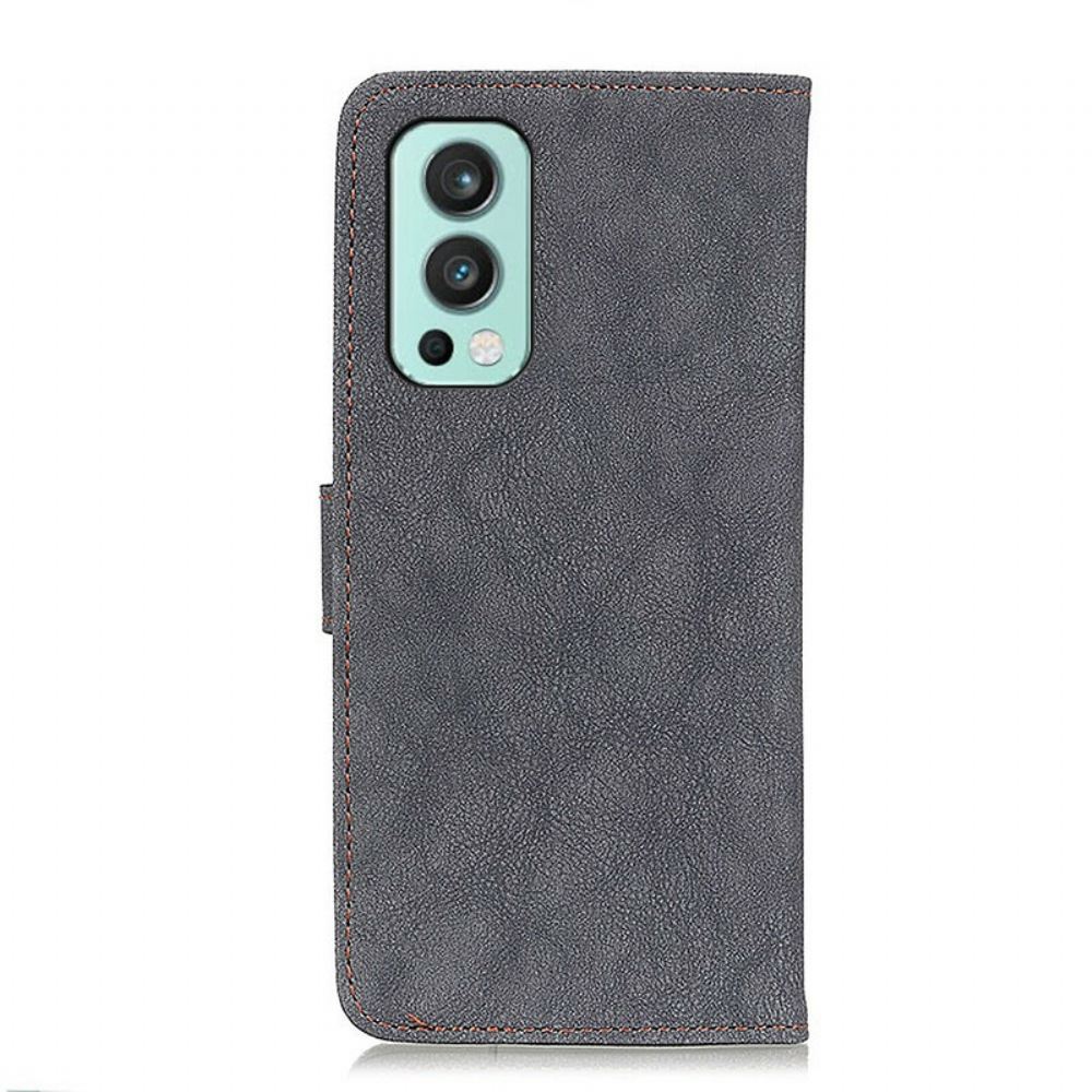 Flipové Pouzdro Na OnePlus Nord 2 5G Khazneh Retro Štípaná Umělá Kůže