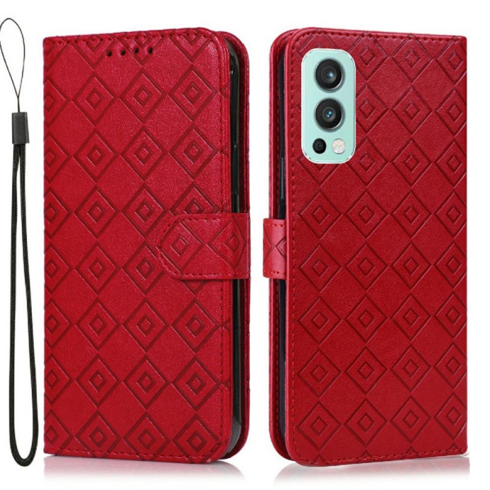 Flipové Pouzdro Na OnePlus Nord 2 5G Kontrolní Vzor Imitace Kůže