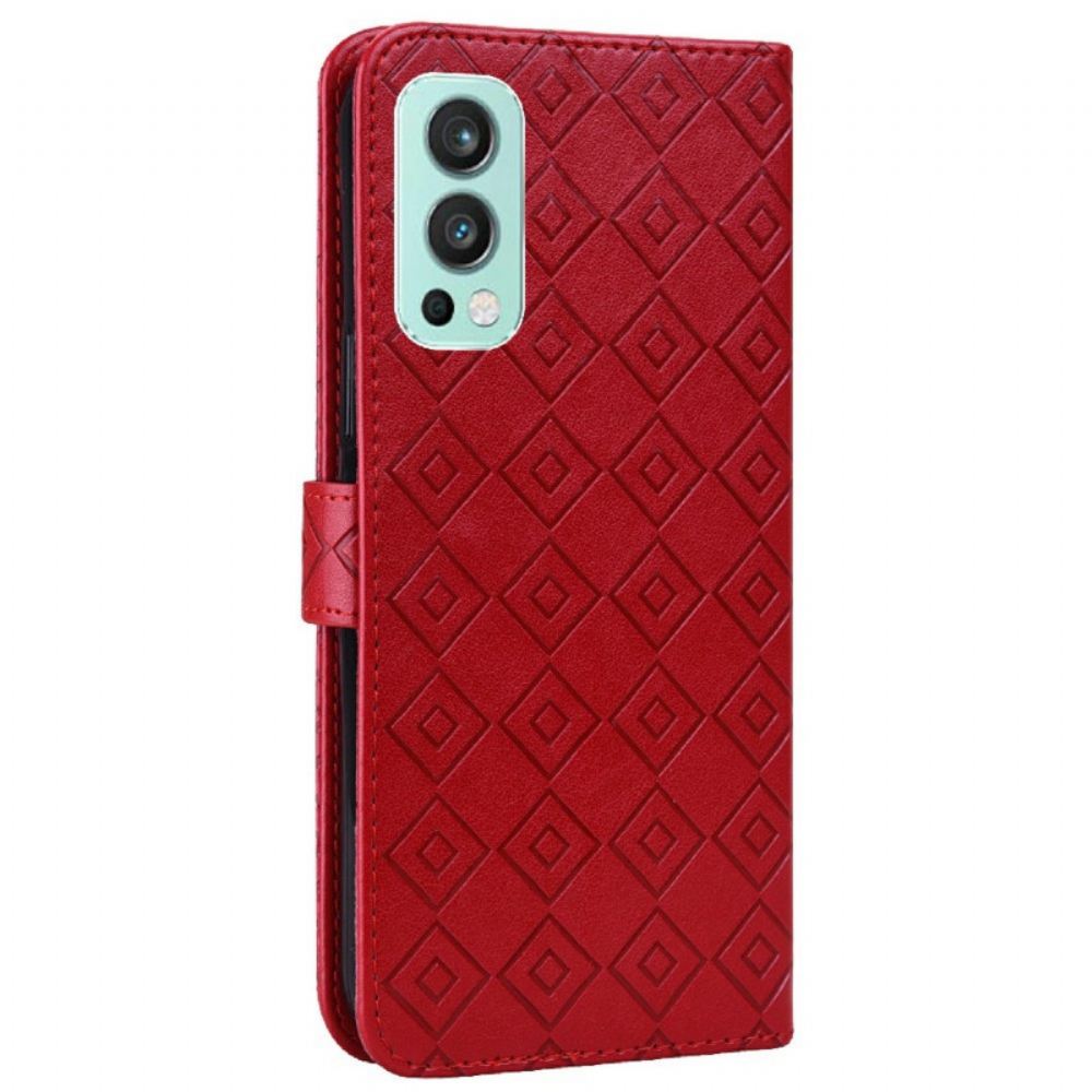Flipové Pouzdro Na OnePlus Nord 2 5G Kontrolní Vzor Imitace Kůže