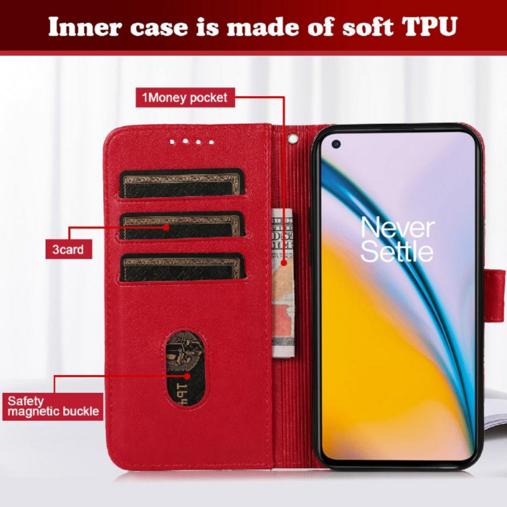 Flipové Pouzdro Na OnePlus Nord 2 5G Kontrolní Vzor Imitace Kůže