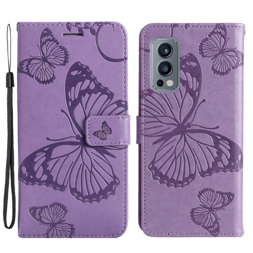 Flipové Pouzdro Na OnePlus Nord 2 5G Na Lana Obří Motýli
