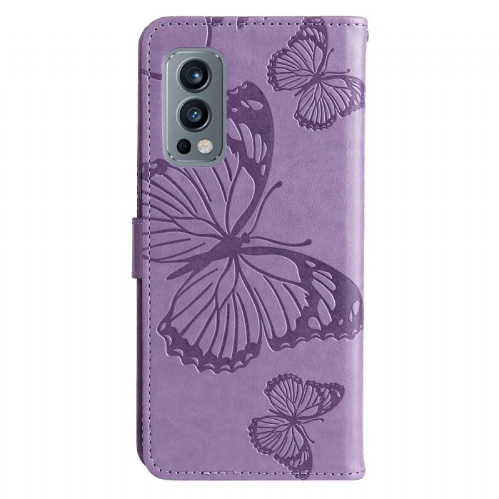 Flipové Pouzdro Na OnePlus Nord 2 5G Na Lana Obří Motýli