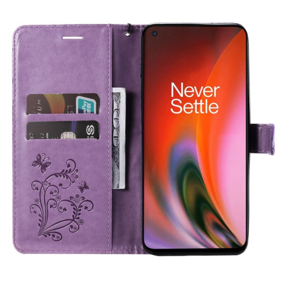 Flipové Pouzdro Na OnePlus Nord 2 5G Na Lana Obří Motýli