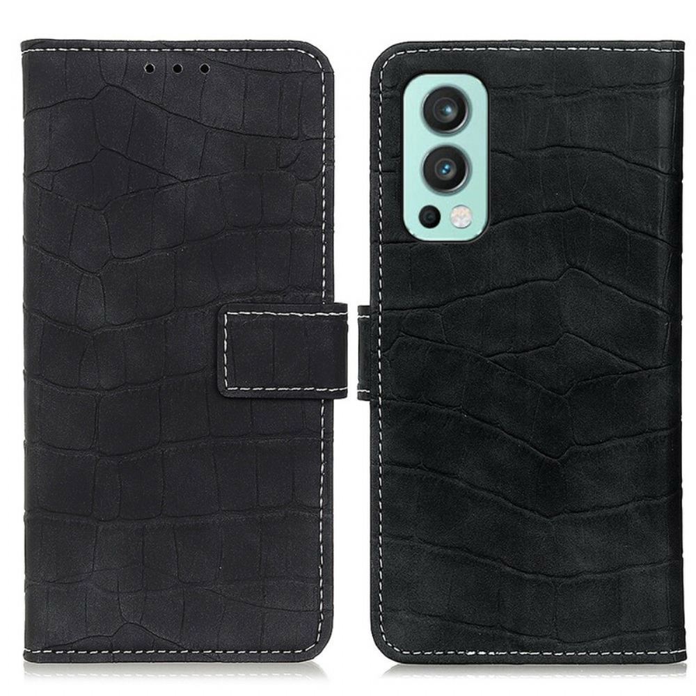 Kožené Pouzdro Na OnePlus Nord 2 5G Krokodýlí Síla