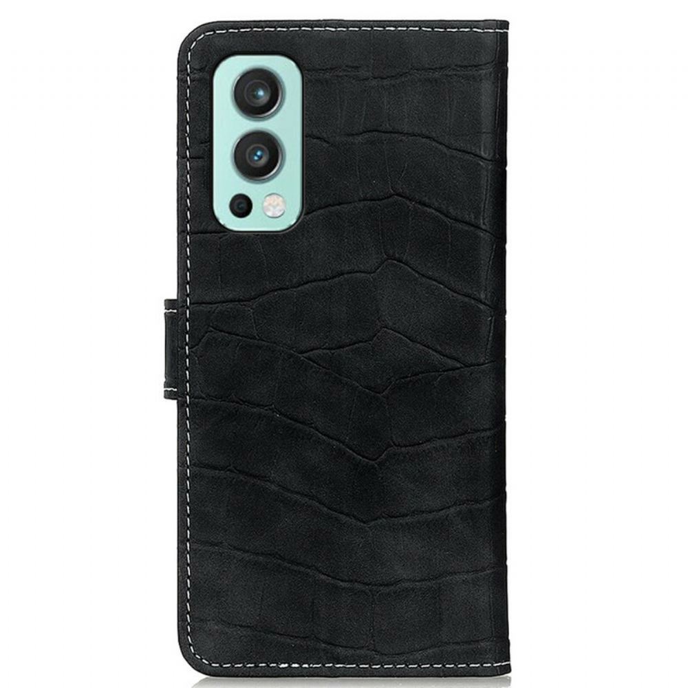 Kožené Pouzdro Na OnePlus Nord 2 5G Krokodýlí Síla