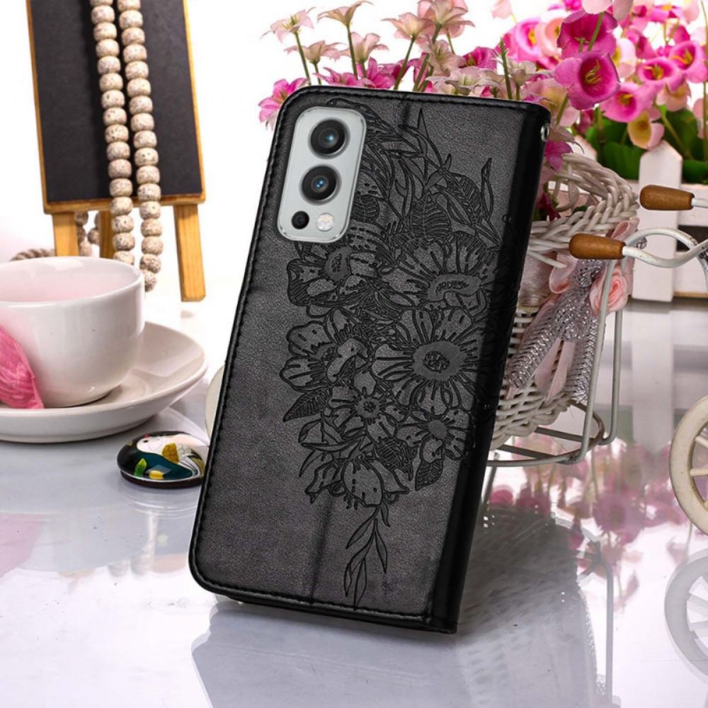 Kožené Pouzdro Na OnePlus Nord 2 5G Motýlí Design