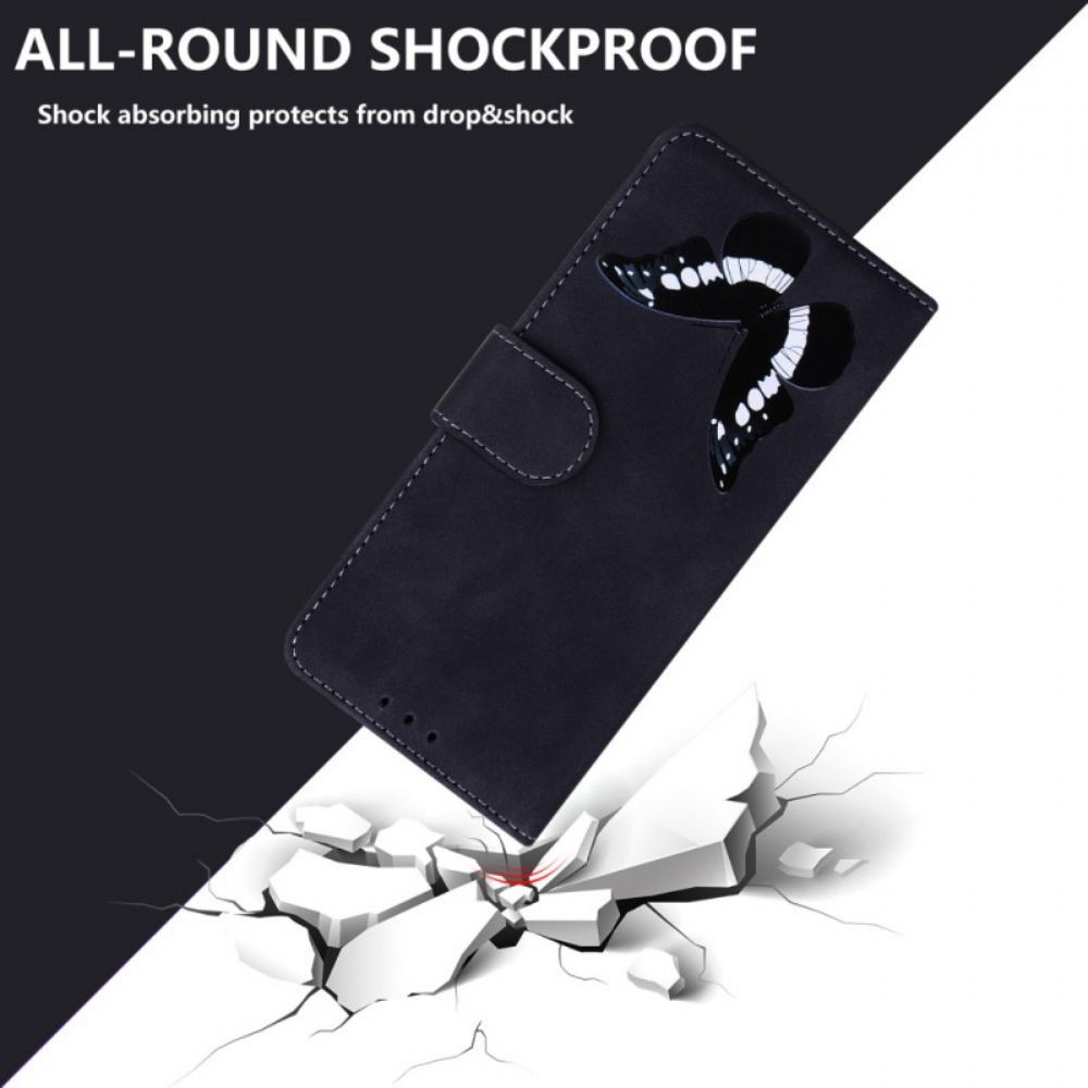 Kožené Pouzdro Na OnePlus Nord 2 5G Motýlí Kůže Na Dotek
