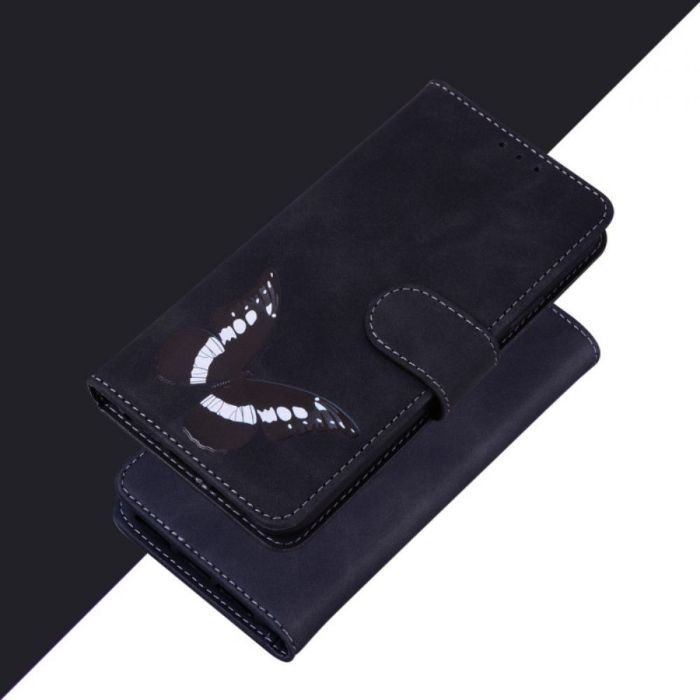 Kožené Pouzdro Na OnePlus Nord 2 5G Motýlí Kůže Na Dotek