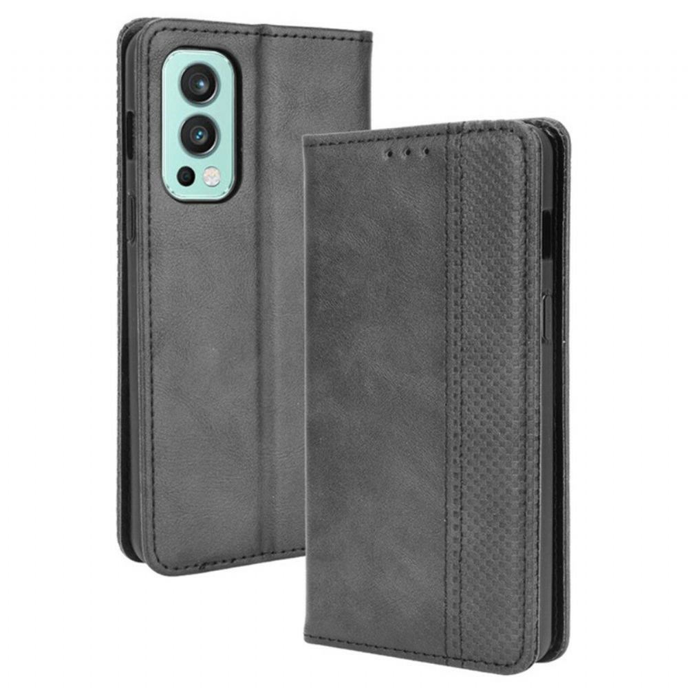 Kryty Na Mobil Na OnePlus Nord 2 5G Flipové Pouzdro Stylizovaný Vintage Kožený Efekt