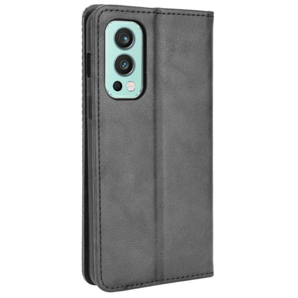 Kryty Na Mobil Na OnePlus Nord 2 5G Flipové Pouzdro Stylizovaný Vintage Kožený Efekt