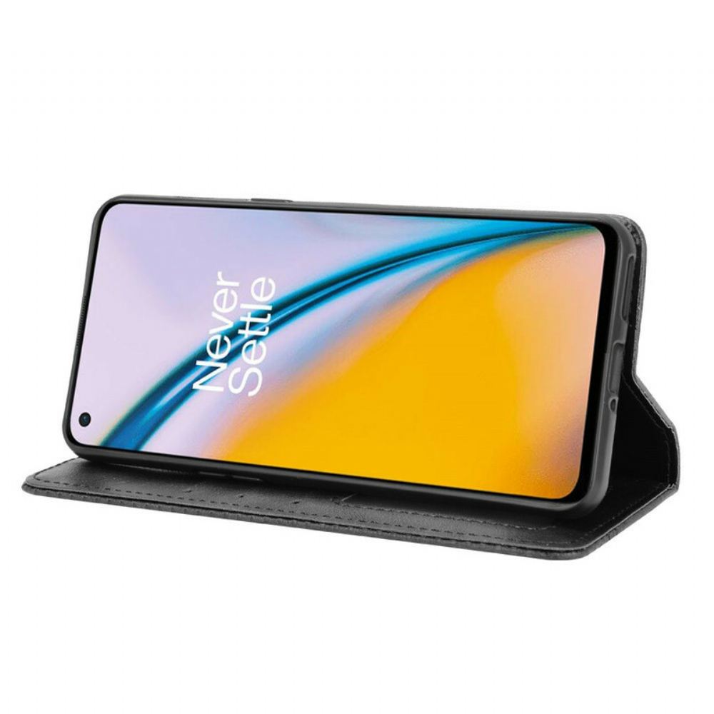 Kryty Na Mobil Na OnePlus Nord 2 5G Flipové Pouzdro Stylizovaný Vintage Kožený Efekt