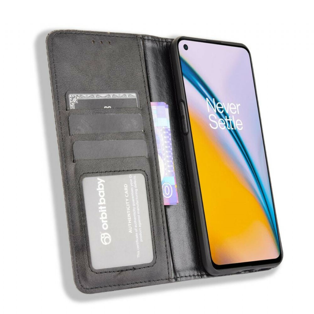 Kryty Na Mobil Na OnePlus Nord 2 5G Flipové Pouzdro Stylizovaný Vintage Kožený Efekt