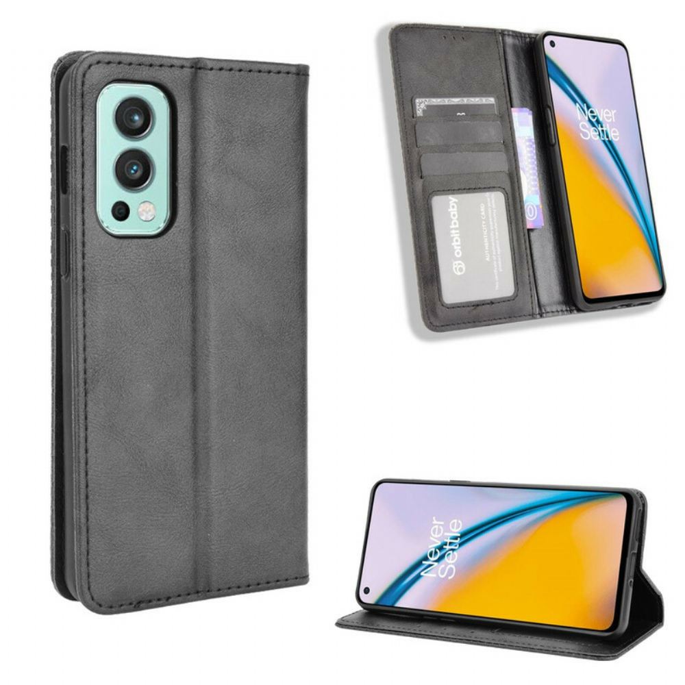 Kryty Na Mobil Na OnePlus Nord 2 5G Flipové Pouzdro Stylizovaný Vintage Kožený Efekt