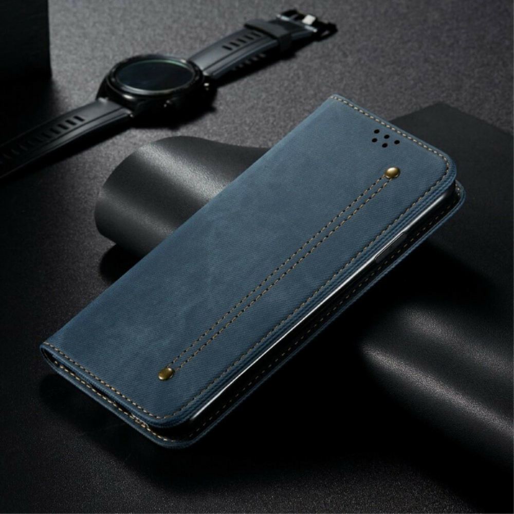 Kryty Na Mobil Na OnePlus Nord 2 5G Flipové Pouzdro Textura Džínů Z Umělé Kůže