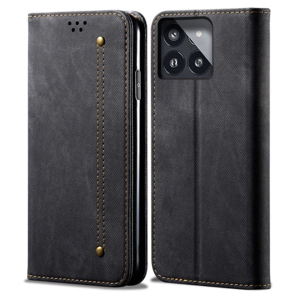 Kožené Pouzdro Folio Poco X6 Pro 5g Džínová Tkanina