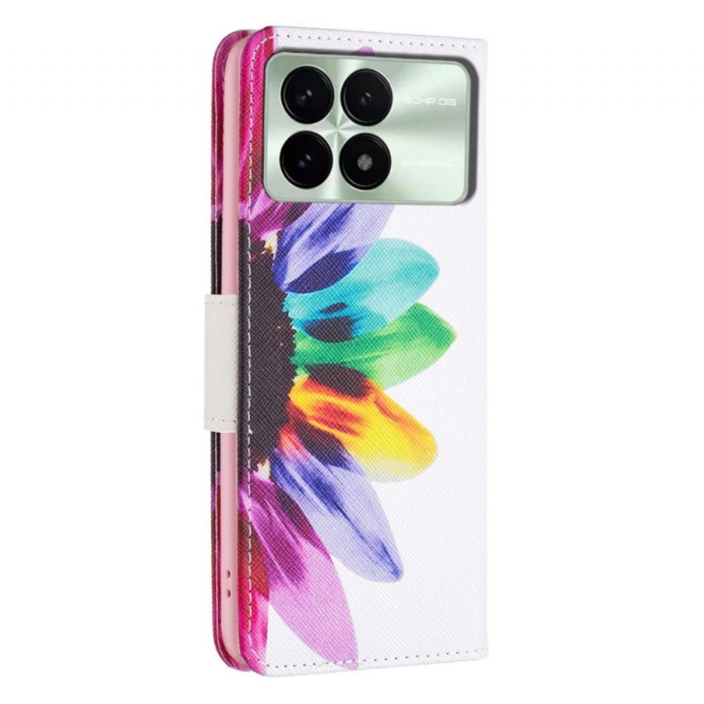 Kožený Kryt Na Poco X6 Pro 5g Květina Akvarelu
