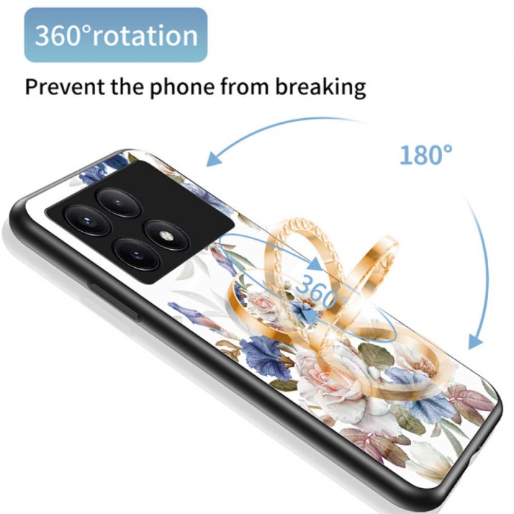 Kryt Na Poco X6 Pro 5g Držák Na Květinový Prsten Z Tvrzeného Skla