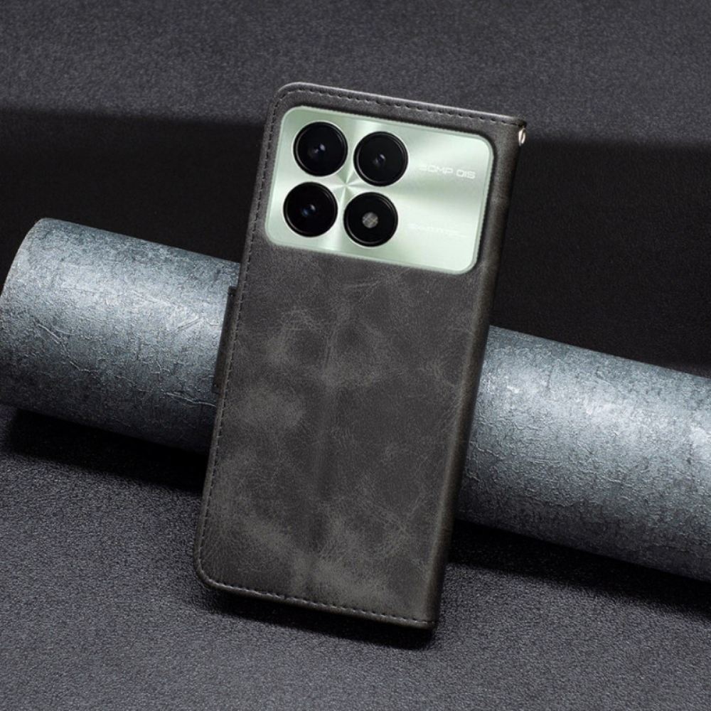 Peněženková Pouzdra Poco X6 Pro 5g Kryty Na Mobil Hladká Umělá Kůže S Páskem