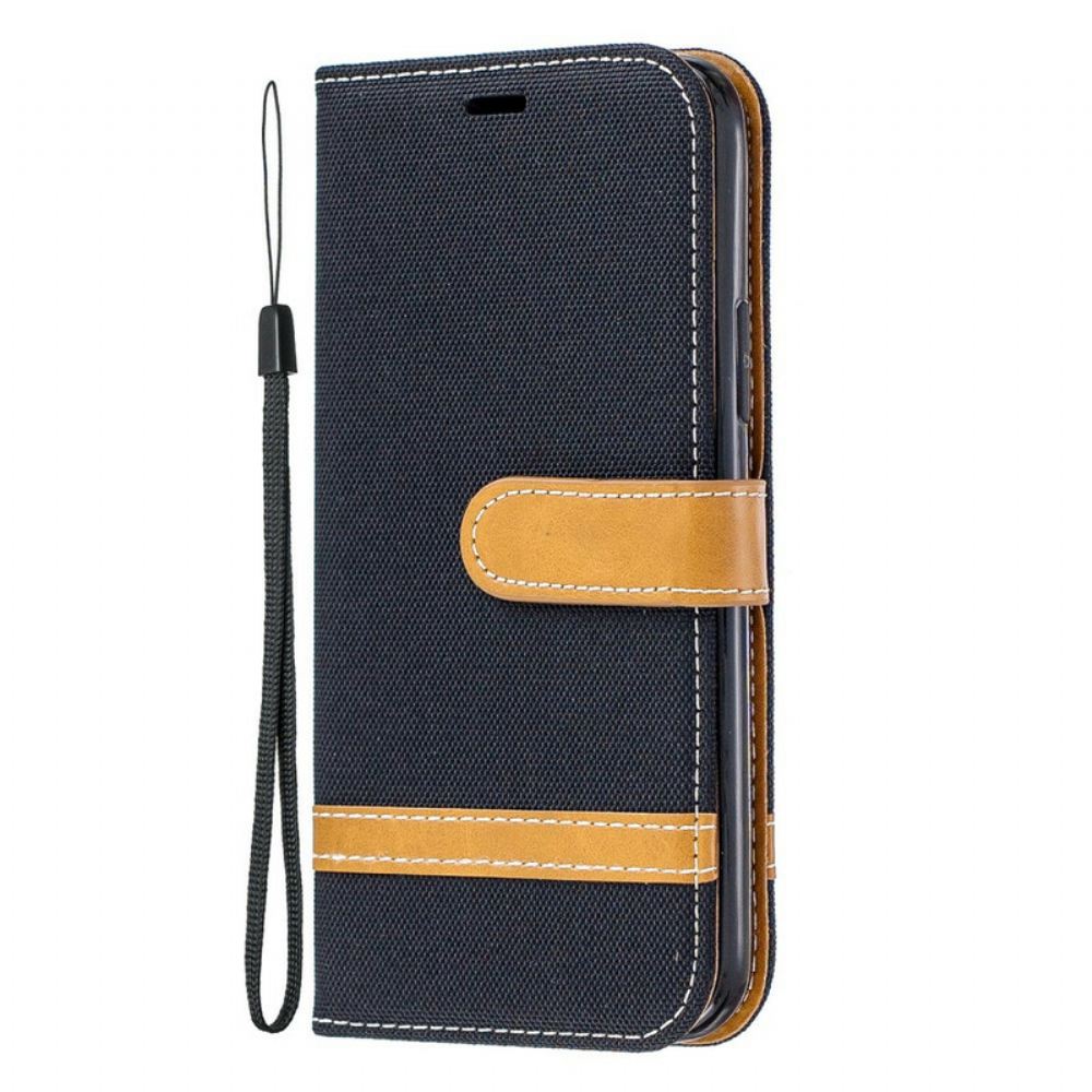 Flipové Pouzdro Na iPhone 11 Pro Na Lana Pásek S Látkovým A Koženým Efektem