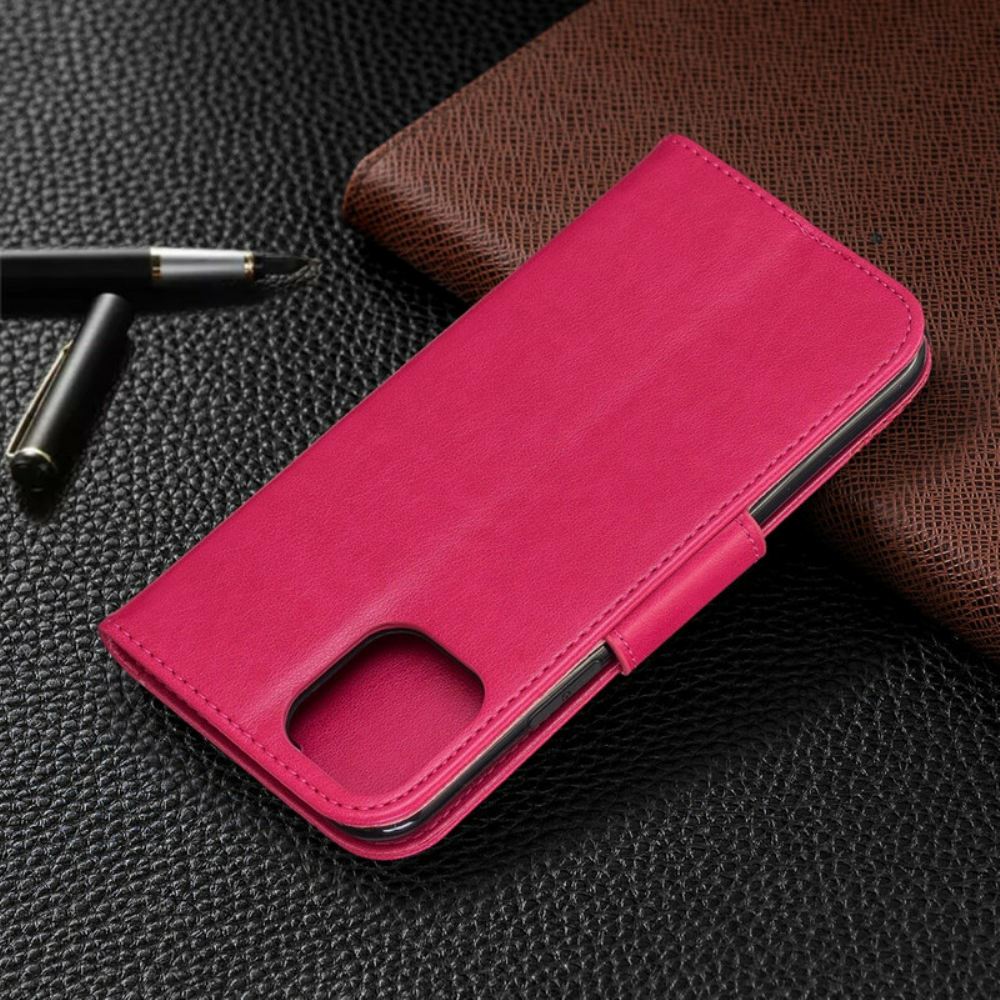 Flipové Pouzdro Na iPhone 11 Pro Na Lana Popruh S Potiskem Motýlů