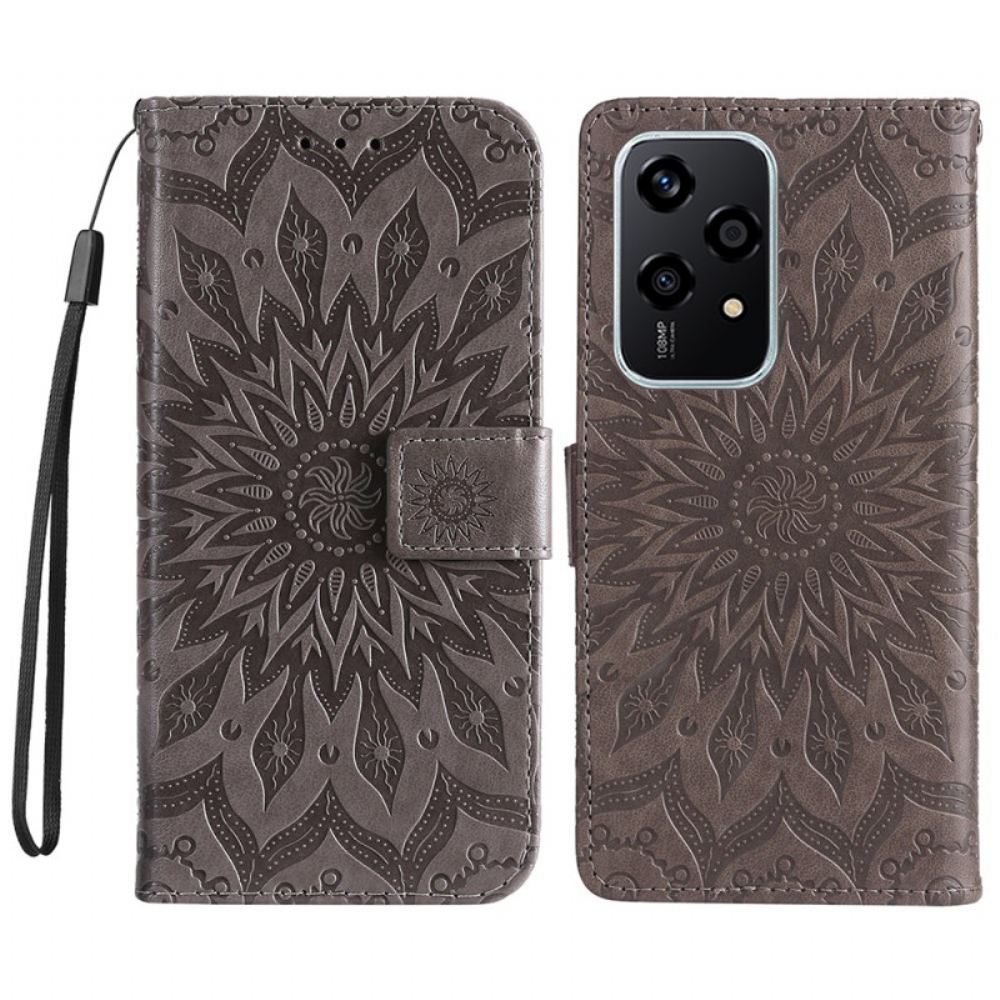Peněženková Pouzdra Honor 200 Lite Kryty Na Mobil Solární Mandala S Popruhem