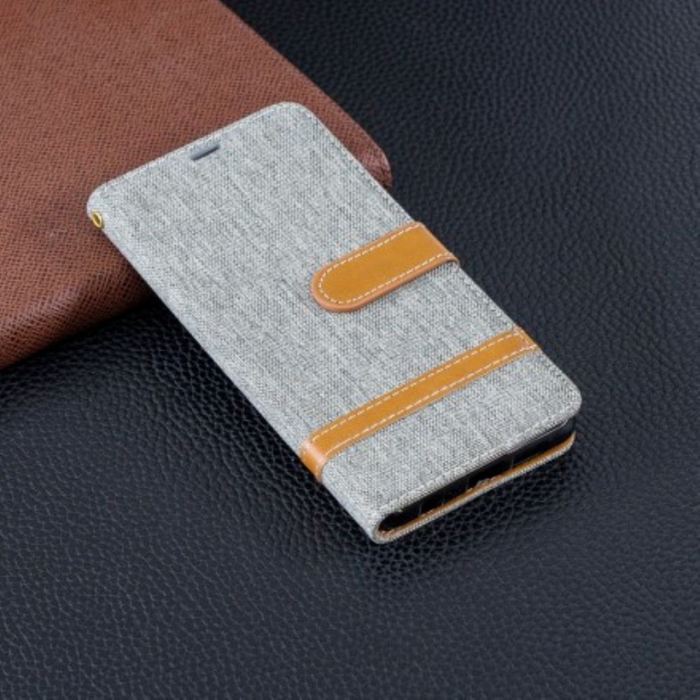 Flipové Pouzdro Na Huawei P30 Na Lana Pásek S Látkovým A Koženým Efektem