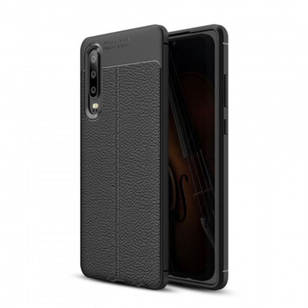 Kryt Na Huawei P30 Dvouřadý Kožený Efekt Litchi