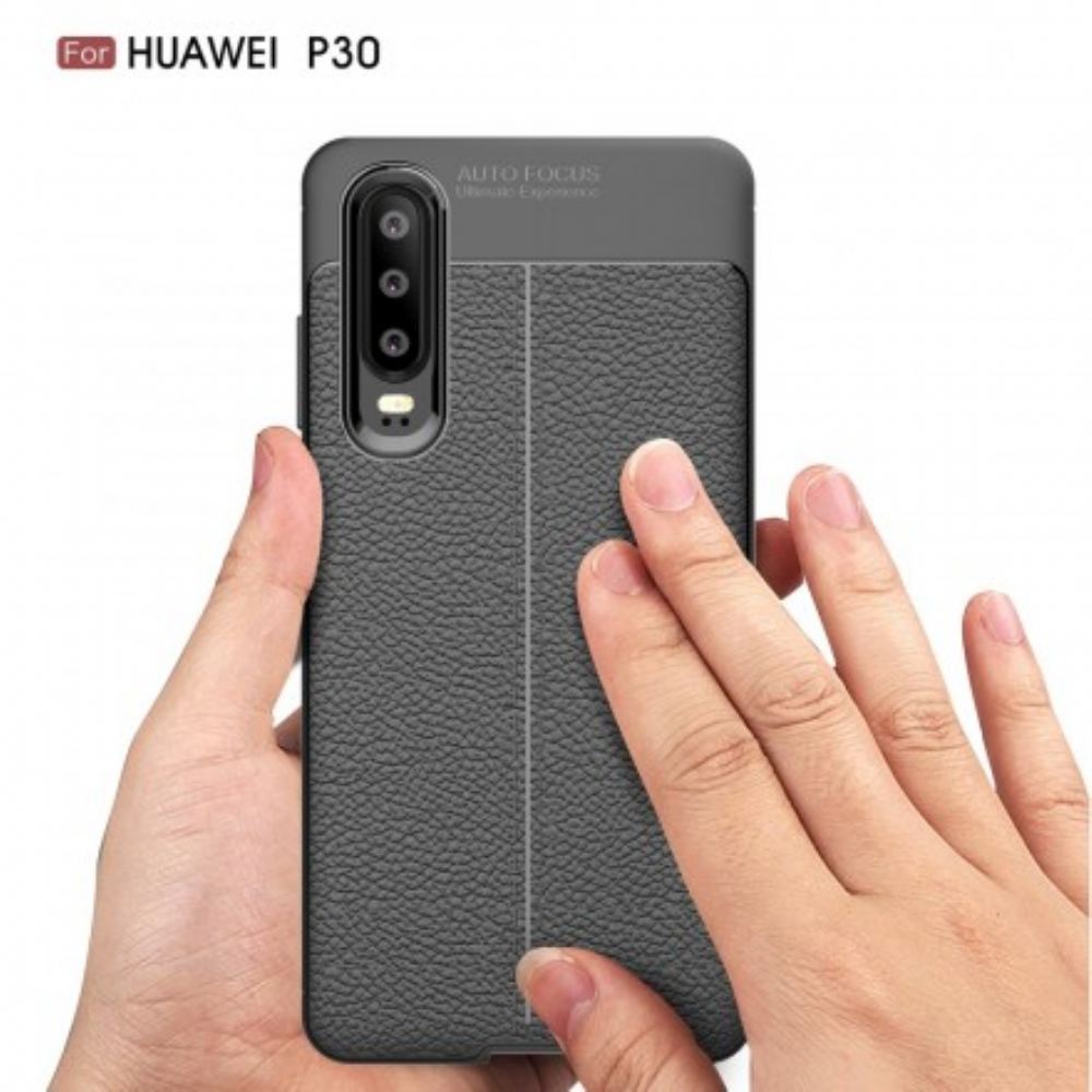 Kryt Na Huawei P30 Dvouřadý Kožený Efekt Litchi