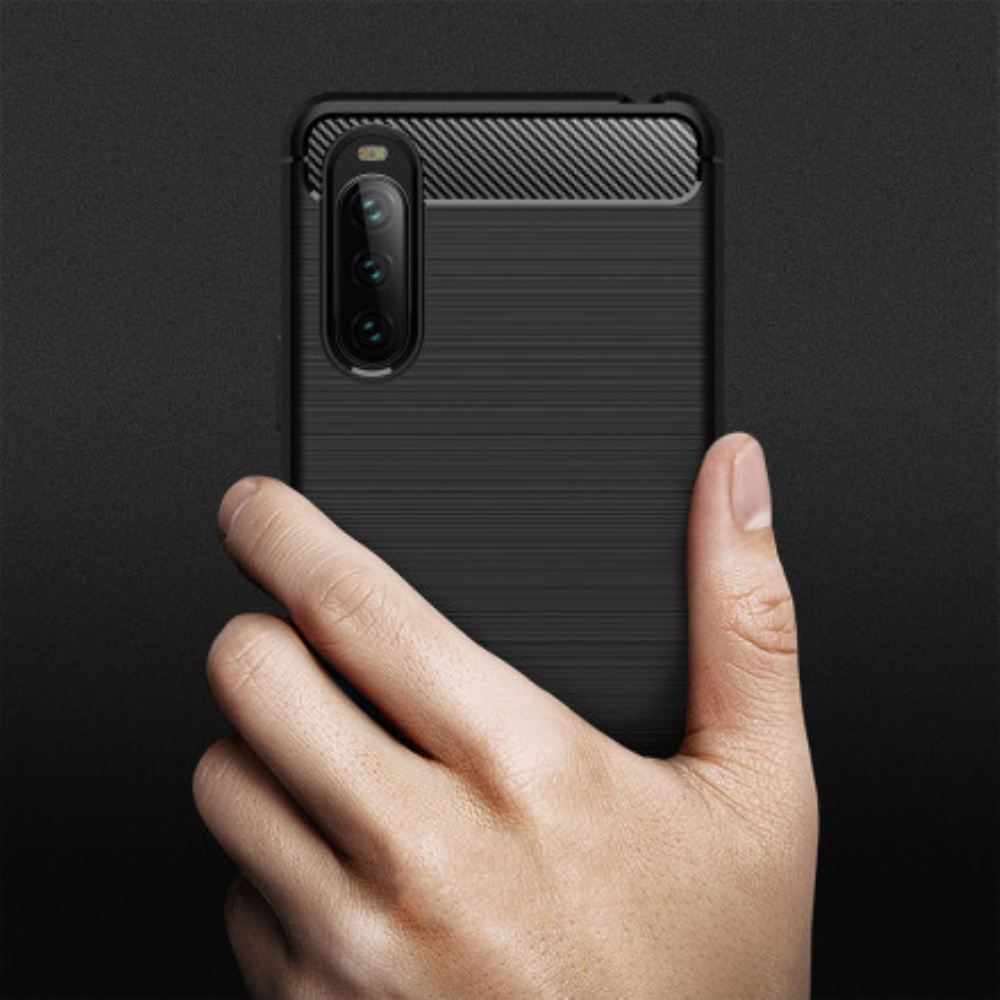 Kryt Na Sony Xperia 10 III Kartáčované Uhlíkové Vlákno