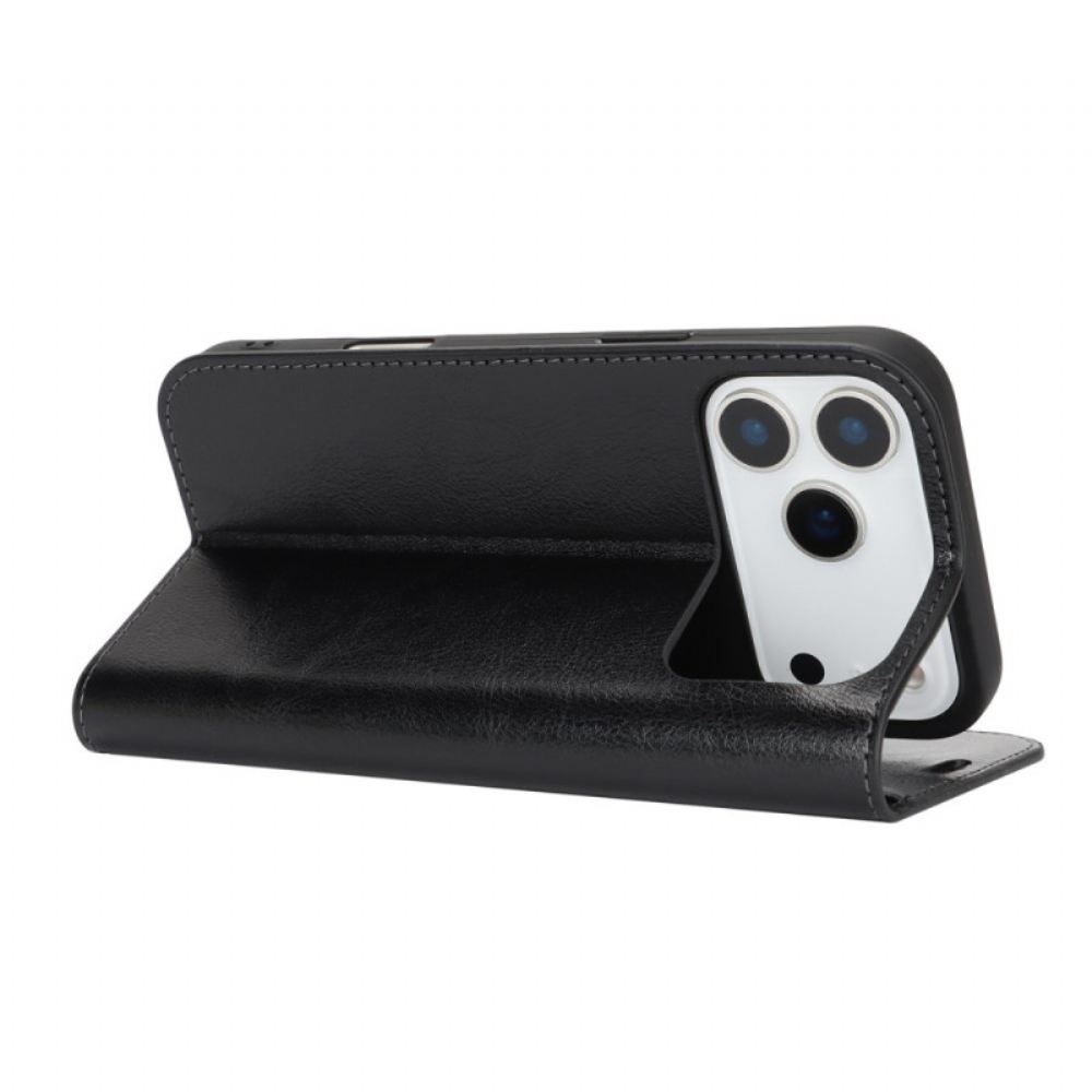 Kožené Pouzdro Folio Na iPhone 17 Pro Max Pravá Kůže