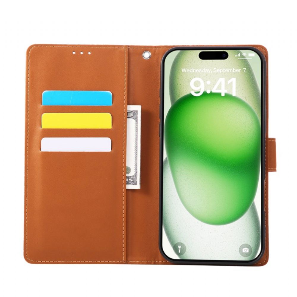 Kožený Kryt iPhone 17 Pro Max Květinový Potisk