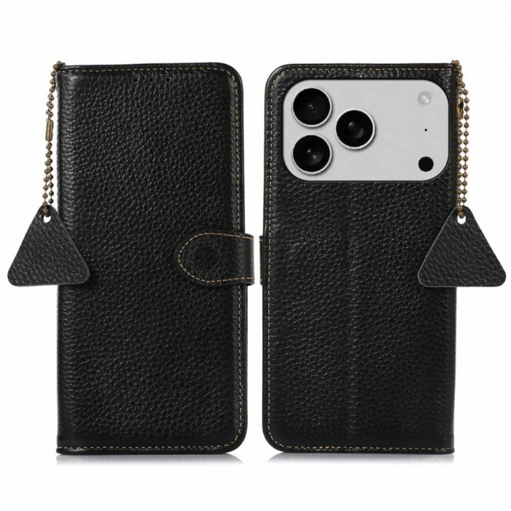 Kožený Kryt iPhone 17 Pro Max Rfid Texturovaná Liči Kůže