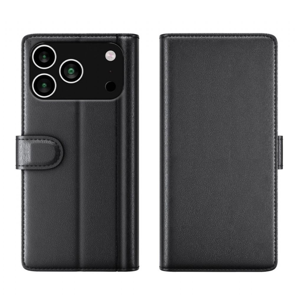 Kožený Kryt Na iPhone 17 Pro Max Peněženka Z Pravé Kůže