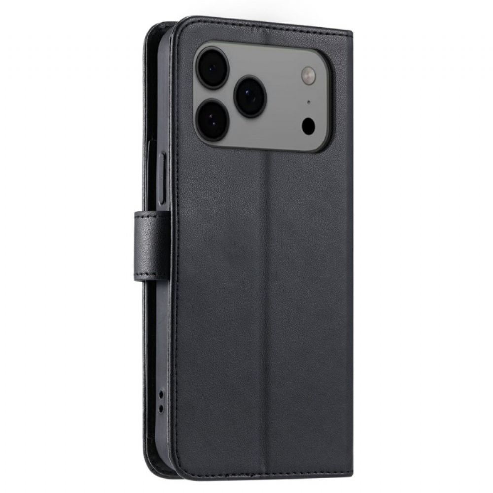 Kožený Kryt Na iPhone 17 Pro Max Prošívání Se Šňůrkou A Ramenním Popruhem