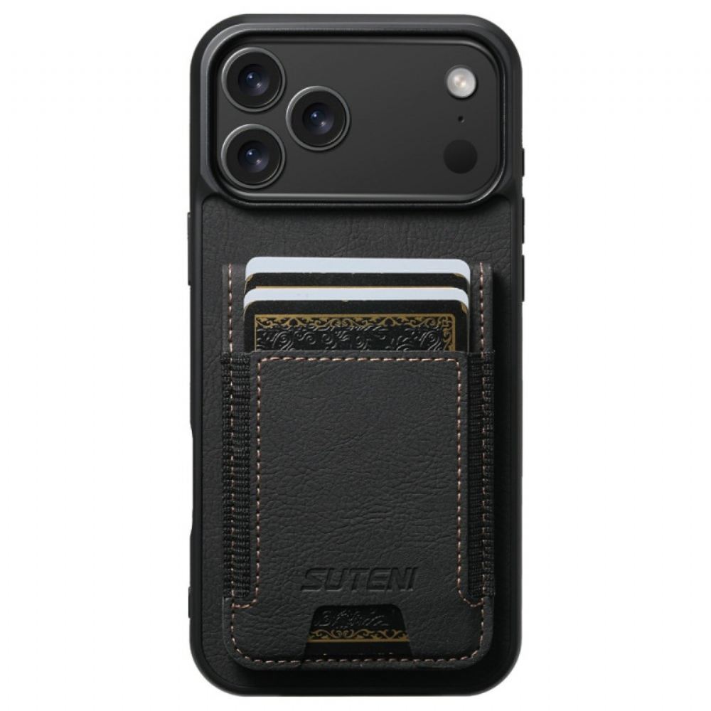 Kryt iPhone 17 Pro Max Pouzdro Na Karty A Stojánek V Retro Vzhledu