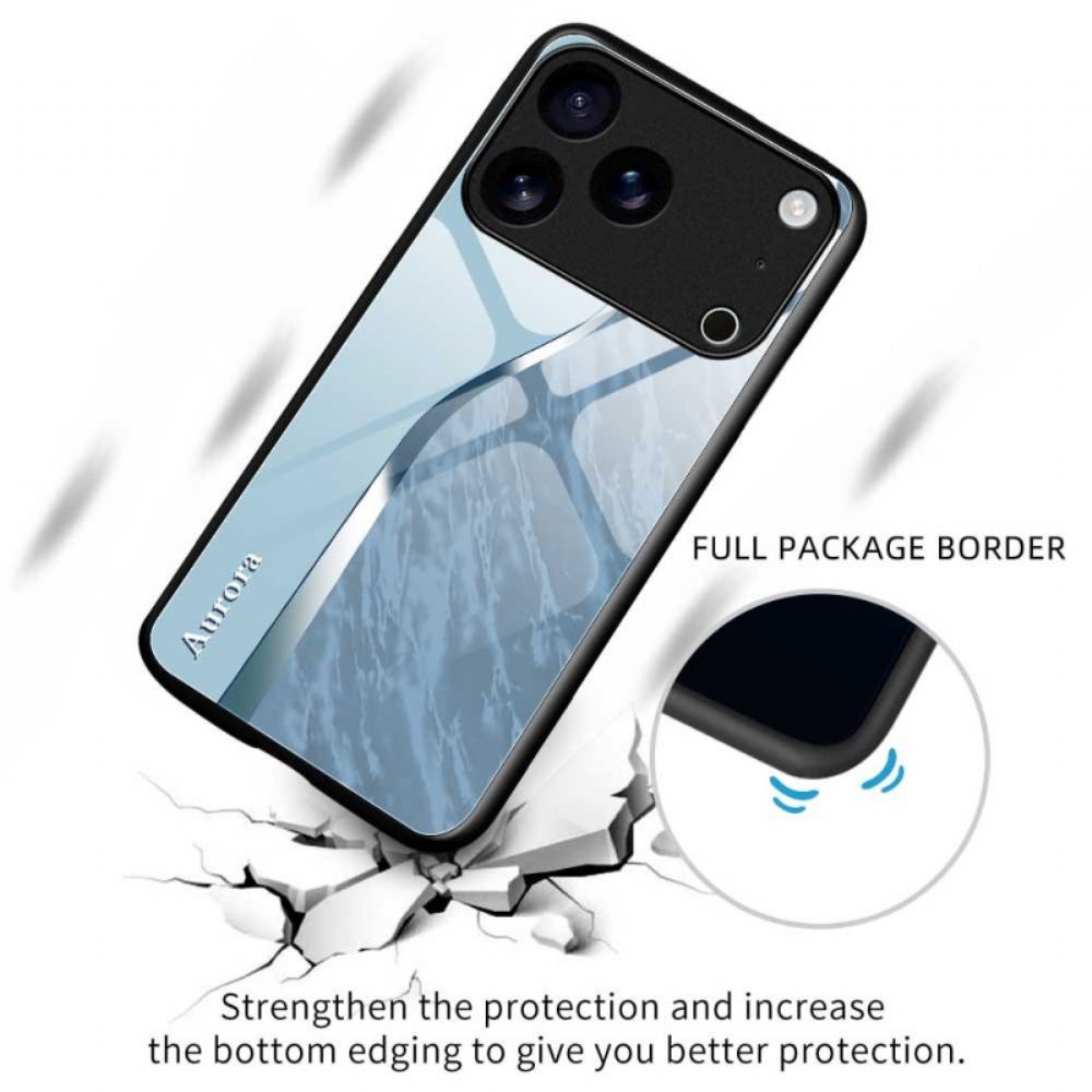 Kryt iPhone 17 Pro Max Tvrzené Sklo Se Světle Modrým Designem