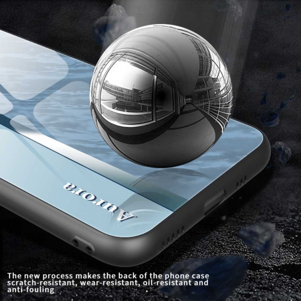 Kryt iPhone 17 Pro Max Tvrzené Sklo Se Světle Modrým Designem