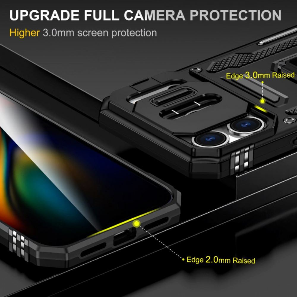 Kryt Na iPhone 17 Pro Max Držák A Chránič Čoček S Kovovým Efektem