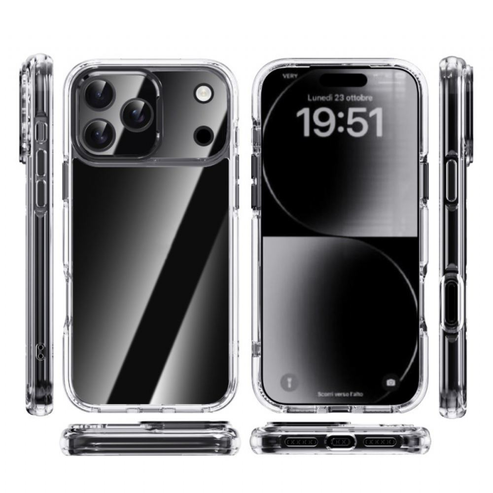 Kryt Na iPhone 17 Pro Max Ipaky Průhledný Kovový Rám Čoček