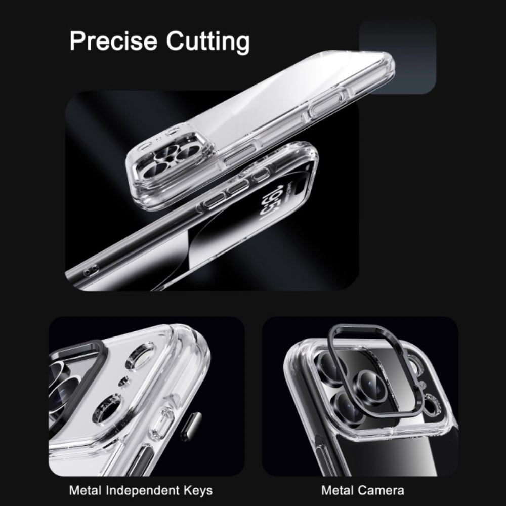 Kryt Na iPhone 17 Pro Max Ipaky Průhledný Kovový Rám Čoček