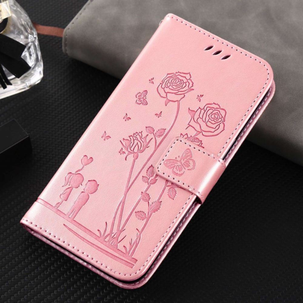 Flipové Pouzdro Na Samsung Galaxy A13 Na Lana Romantické Strappy Roses