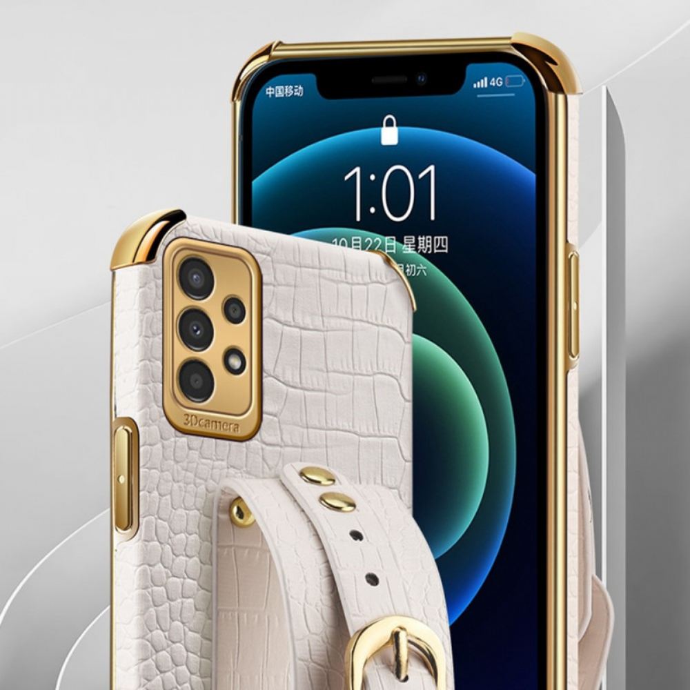 Kryty Na Mobil Na Samsung Galaxy A13 Styl Krokodýl S Podpůrným Popruhem