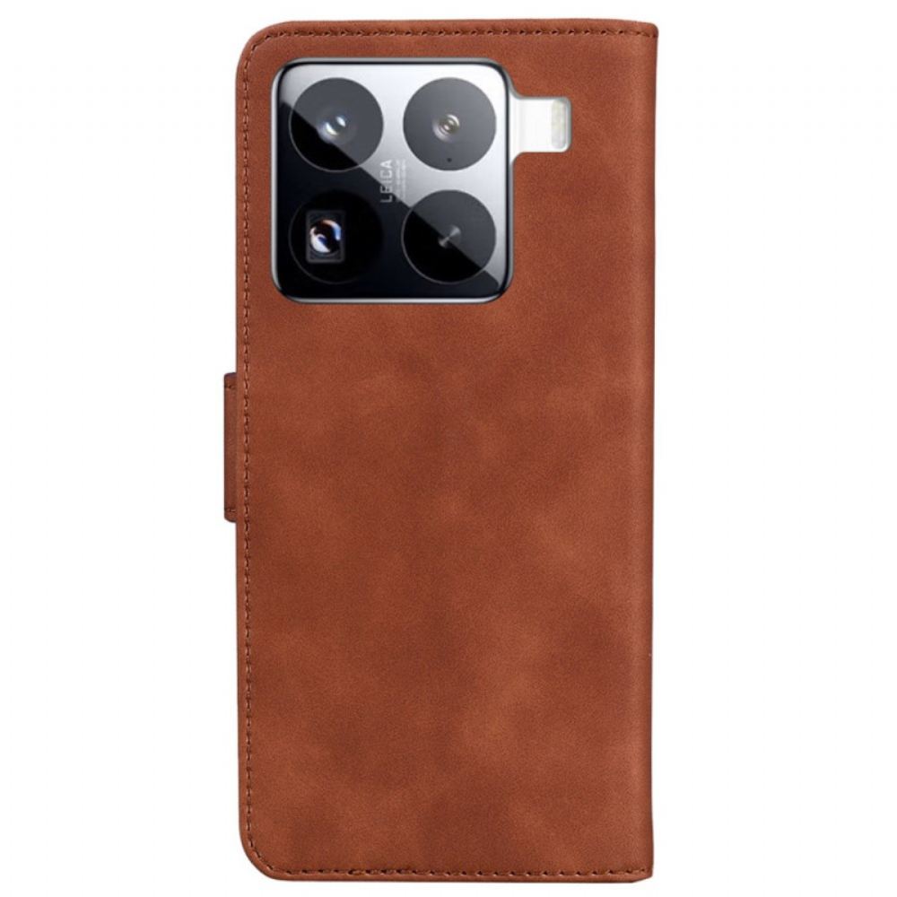 Kožený Kryt Na Xiaomi 15 Pro Motýlí Semišový Efekt