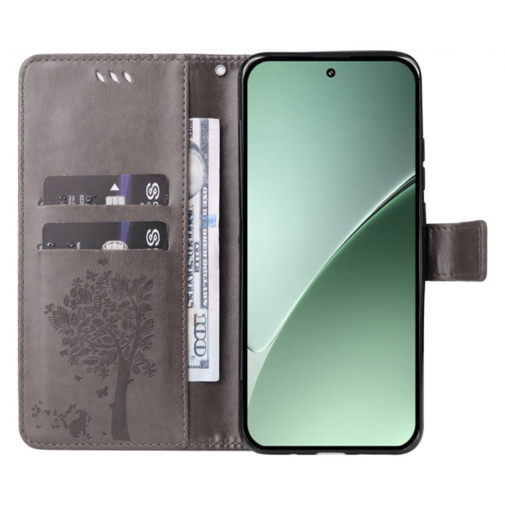 Kožený Kryt Xiaomi 15 Pro Kočka A Strom